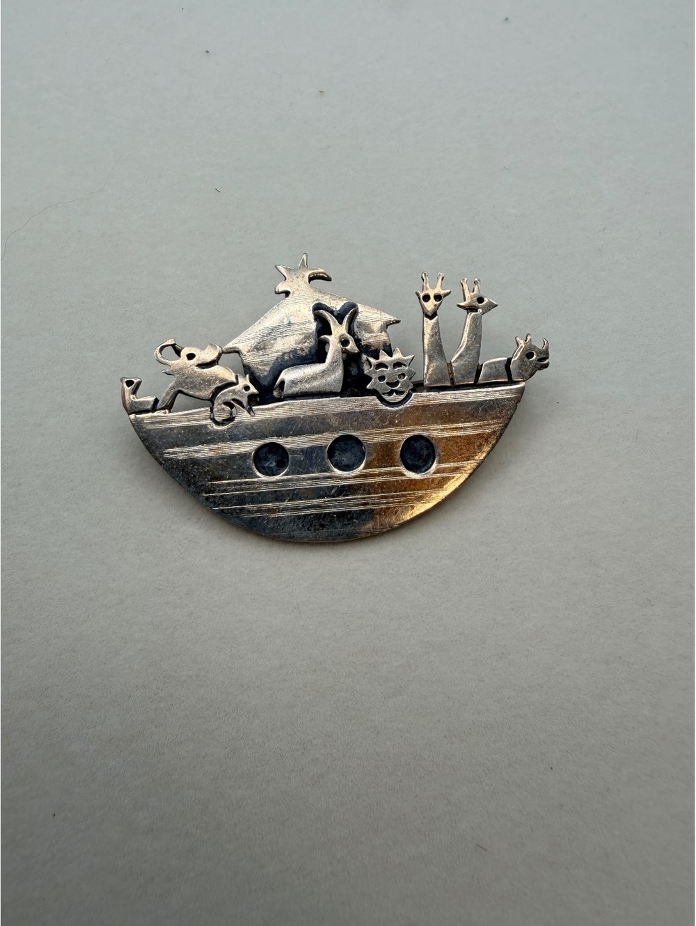 Vintage Sterling Silver Noah's Ark Animal Brooch Pin